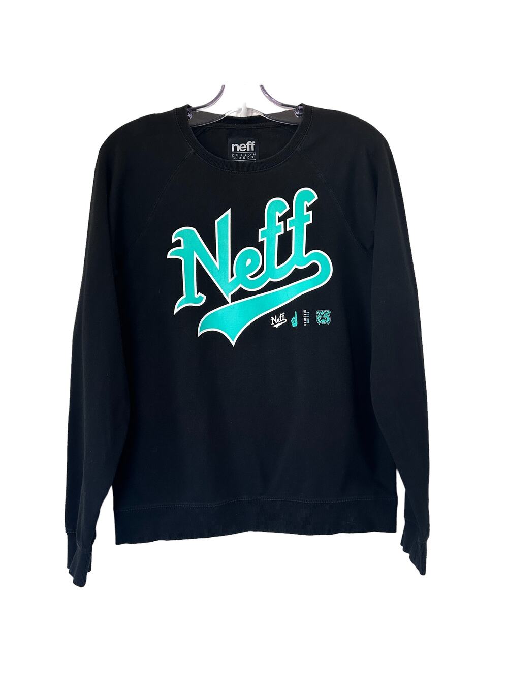 Neff Custom Goods Black Long Sleeve Sweatshirt Lightweight Pullover Size Medium